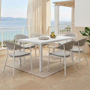pak-200-000876 ΤΡΑΠΕΖΑΡΙΑ KLITON-PINO ΣΕΤ 7ΤΕΜ PAKOWORLD ΑΛΟΥΜΙΝΙΟ ΣΕ ΛΕΥΚΗ ΑΠΟΧΡΩΣΗ 150X80X74ΕΚ