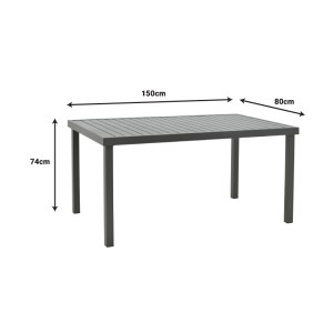 pak-200-000884-12 ΤΡΑΠΕΖΑΡΙΑ NAOKI-KLITON II ΣΕΤ 7ΤΕΜ PAKOWORLD ΑΝΘΡΑΚΙ ΑΛΟΥΜΙΝΙΟ ΚΑΙ PE RATTAN ΣΕ ΜΑΥΡΗ ΑΠΟΧΡΩΣΗ 150X80X74ΕΚ