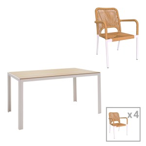 pak-200-000921 ΤΡΑΠΕΖΑΡΙΑ NARES-NORTURE A ΣΕΤ 5ΤΕΜ PAKOWORLD ΛΕΥΚΟ ΑΛΟΥΜΙΝΙΟ ΚΑΙ PLYWOOD ΣΕ ΦΥΣΙΚΗ ΑΠΟΧΡΩΣΗ 140X80X72.5ΕΚ
