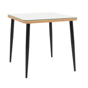 pak-200-000962-1 ΤΡΑΠΕΖΑΡΙΑ NAOKI U ΣΕΤ 3ΤΕΜ PAKOWORLD RATTAN PE ΣΕ ΦΥΣΙΚΗ ΑΠΟΧΡΩΣΗ ΚΑΙ ΜΑΥΡΟ ΜΕΤΑΛΛΟ 80X80X78ΕΚ