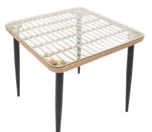 pak-200-000962-3 ΤΡΑΠΕΖΑΡΙΑ NAOKI U ΣΕΤ 3ΤΕΜ PAKOWORLD RATTAN PE ΣΕ ΦΥΣΙΚΗ ΑΠΟΧΡΩΣΗ ΚΑΙ ΜΑΥΡΟ ΜΕΤΑΛΛΟ 80X80X78ΕΚ
