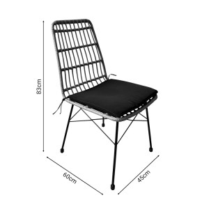 pak-200-000964-8 ΤΡΑΠΕΖΑΡΙΑ NAOKI U ΣΕΤ 5ΤΕΜ PAKOWORLD RATTAN PE ΣΕ ΦΥΣΙΚΗ ΑΠΟΧΡΩΣΗ ΚΑΙ ΜΑΥΡΟ ΜΕΤΑΛΛΟ 160X90X78ΕΚ