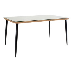 pak-200-000965-1 ΤΡΑΠΕΖΑΡΙΑ NAOKI U ΣΕΤ 7ΤΕΜ PAKOWORLD RATTAN PE ΣΕ ΦΥΣΙΚΗ ΑΠΟΧΡΩΣΗ ΚΑΙ ΜΑΥΡΟ ΜΕΤΑΛΛΟ 160X90X78ΕΚ