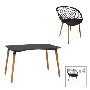 pak-200-000988 ΤΡΑΠΕΖΑΡΙΑ EZRA-NATALI PAKOWORLD ΣΕΤ 5ΤΕΜ PP-MDF ΣΕ ΜΑΥΡΗ-ΦΥΣΙΚΗ ΑΠΟΧΡΩΣΗ 120X80X76ΕΚ