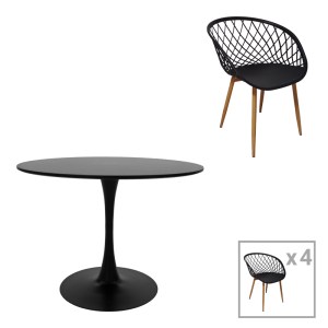 pak-200-001020 ΤΡΑΠΕΖΑΡΙΑ EZRA-BALOU PAKOWORLD ΣΕΤ 5ΤΕΜ PP-MDF ΣΕ ΜΑΥΡΗ-ΦΥΣΙΚΟ ΑΠΟΧΡΩΣΗ Φ100X75ΕΚ