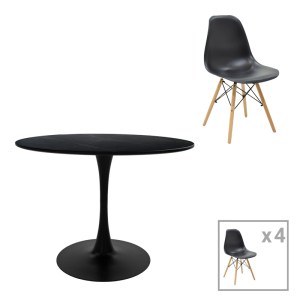 pak-200-001028 ΤΡΑΠΕΖΑΡΙΑ JULITA-BALOU I ΣΕΤ 5ΤΕΜ PAKOWORLD MDF-PP ΣΕ ΜΑΥΡΟ-ΦΥΣΙΚΟ ΑΠΟΧΡΩΣΗ Φ120X75ΕΚ