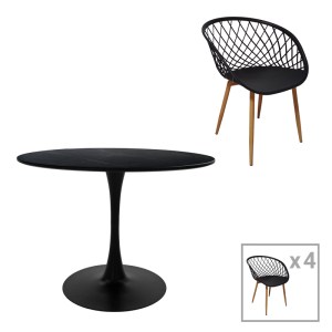 pak-200-001030 ΤΡΑΠΕΖΑΡΙΑ EZRA-BALOU I PAKOWORLD ΣΕΤ 5ΤΕΜ PP-MDF ΣΕ ΜΑΥΡΗ-ΦΥΣΙΚΟ ΑΠΟΧΡΩΣΗ Φ120X75ΕΚ