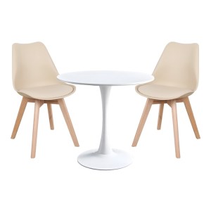 pak-200-001144 ΤΡΑΠΕΖΑΡΙΑ ELIJAH-GASTON PAKOWORLD ΣΕΤ 3ΤΕΜ PP-PU ΣΕ TAUPE-ΛΕΥΚΗ ΑΠΟΧΡΩΣΗ ΜΕ ΦΥΣΙΚΟ ΠΟΔΙ Φ60X74ΕΚ