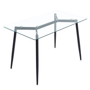 pak-200-001157-5 ΤΡΑΠΕΖΑΡΙΑ QUANA-PARKER PAKOWORLD ΣΕΤ 5ΤΕΜ ΓΥΑΛΙΝΟ ΔΙΑΦΑΝΟ-ΜΑΥΡΟ ΠΟΔΙ 120X70X75CM