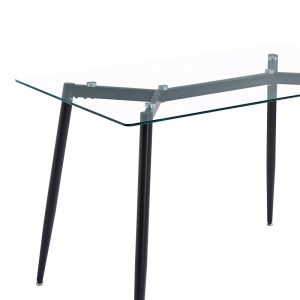 pak-200-001157-6 ΤΡΑΠΕΖΑΡΙΑ QUANA-PARKER PAKOWORLD ΣΕΤ 5ΤΕΜ ΓΥΑΛΙΝΟ ΔΙΑΦΑΝΟ-ΜΑΥΡΟ ΠΟΔΙ 120X70X75CM