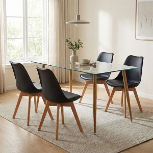 pak-200-001193 ΤΡΑΠΕΖΑΡΙΑ CHLOE -GASTON PAKOWORLD ΣΕΤ 5ΤΕΜ ΓΥΑΛΙΝΟ 8ΧΙΛ ΑΝΘΡΑΚΙ - ΠΟΔΙ ΦΥΣΙΚΟ 120X70X75ΕΚ
