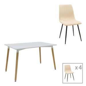 pak-200-001269 ΤΡΑΠΕΖΑΡΙΑ NATALI-NOOR PAKOWORLD ΣΕΤ 5ΤΕΜ MDF ΛΕΥΚΟ-ΜΠΕΖ-ΠΟΔΙΑ ΦΥΣΙΚΟ 120X80X76ΕΚ