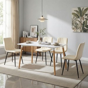 pak-200-001297 ΤΡΑΠΕΖΑΡΙΑ NATALI-NOOR PAKOWORLD ΣΕΤ 5ΤΕΜ MDF ΛΕΥΚΟ-ΜΠΕΖ ΥΦΑΣΜΑ 120X80X76ΕΚ