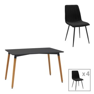pak-200-001415 ΤΡΑΠΕΖΑΡΙΑ NATALI-NOOR PAKOWORLD ΣΕΤ 5ΤΕΜ  MDF ΜΑΥΡΟ-ΠΟΔΙΑ ΦΥΣΙΚΟ 120X80X76ΕΚ