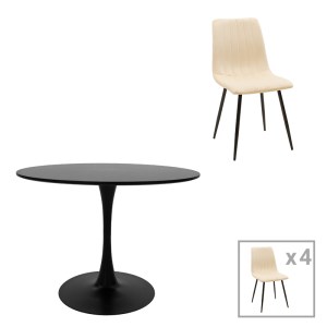 pak-200-001417 ΤΡΑΠΕΖΑΡΙΑ BALOU-NOOR PAKOWORLD ΣΕΤ 5ΤΕΜ MDF ΜΑΥΡΟ-ΜΠΕΖ Φ120X73ΕΚ