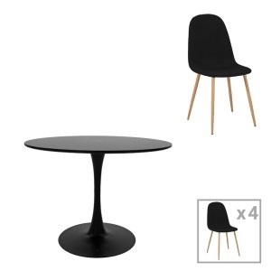 pak-200-001429 ΤΡΑΠΕΖΑΡΙΑ BELLA-BALOU PAKOWORLD ΣΕΤ 5ΤΕΜ MDF ΜΑΥΡΟ-ΥΦΑΣΜΑ ΜΑΥΡΟ Φ120X73ΕΚ