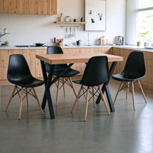 pak-200-001528 ΤΡΑΠΕΖΑΡΙΑ ΜΕ ΚΑΡΕΚΛΕΣ JULITA ΜΑΥΡΟ ΚΑΙ ΤΡΑΠΕΖΙ ZERYIN OAK 110X70X75ΕΚ ΣΕΤ 5ΤΕΜ