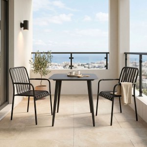 pak-200-001597 ΤΡΑΠΕΖΑΡΙΑ HEVEN VISTA PAKOWORLD ΣΕΤ 3ΤΕΜ ΜΑΥΡΟ ΑΛΟΥΜΙΝΙΟ 80X80X72ΕΚ
