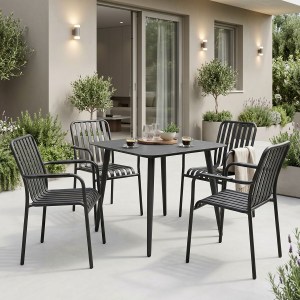 pak-200-001598 ΤΡΑΠΕΖΑΡΙΑ HEVEN VISTA PAKOWORLD ΣΕΤ 5ΤΕΜ ΜΑΥΡΟ ΑΛΟΥΜΙΝΙΟ 80X80X72ΕΚ
