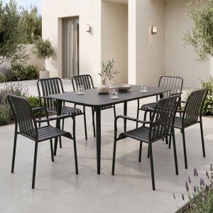 pak-200-001600 ΤΡΑΠΕΖΑΡΙΑ HEVEN VISTA PAKOWORLD ΣΕΤ 7ΤΕΜ ΜΑΥΡΟ ΑΛΟΥΜΙΝΙΟ 120X70X72ΕΚ