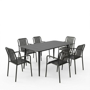 pak-200-001602-1 ΤΡΑΠΕΖΑΡΙΑ HEVEN VISTA PAKOWORLD ΣΕΤ 7ΤΕΜ ΜΑΥΡΟ ΑΛΟΥΜΙΝΙΟ 150X80X72ΕΚ