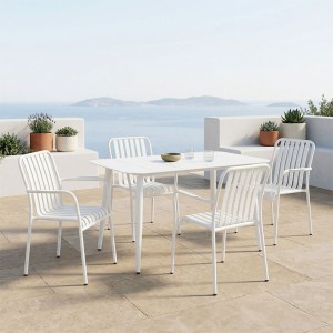 pak-200-001605 ΤΡΑΠΕΖΑΡΙΑ HEVEN VISTA PAKOWORLD ΣΕΤ 5ΤΕΜ ΛΕΥΚΟ ΑΛΟΥΜΙΝΙΟ 120X70X72ΕΚ