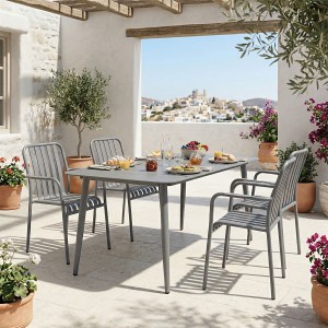 pak-200-001617 ΤΡΑΠΕΖΑΡΙΑ HEVEN VISTA PAKOWORLD ΣΕΤ 5ΤΕΜ ΑΝΘΡΑΚΙ ΑΛΟΥΜΙΝΙΟ 150X80X72ΕΚ