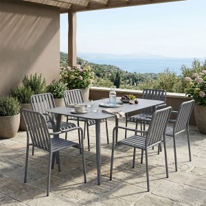 pak-200-001618 ΤΡΑΠΕΖΑΡΙΑ HEVEN VISTA PAKOWORLD ΣΕΤ 7ΤΕΜ ΑΝΘΡΑΚΙ ΑΛΟΥΜΙΝΙΟ 150X80X72ΕΚ
