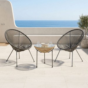 pak-200-001629 ΣΑΛΟΝΙ ΕΞΩΤΕΡΙΚΟΥ ΧΩΡΟΥ ACAPULCO PAKOWORLD  ΣΕΤ 3ΤΕΜ ΜΑΥΡΟ ΜΕΤΑΛΛΟ ΜΕ PE RATTAN ΣΕ ΦΥΣΙΚΗ ΑΠΟΧΡΩΣΗ Φ50X52ΕΚ