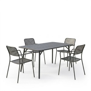 pak-200-001681-1 ΤΡΑΠΕΖΑΡΙΑ MORAJA FEDERAL PAKOWORLD ΣΕΤ 5ΤΕΜ ΜΑΥΡΟ ΜΕΤΑΛΛΟ 140X80X72ΕΚ