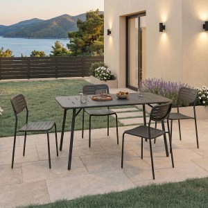 pak-200-001682 ΤΡΑΠΕΖΑΡΙΑ MORAJA DERABY Ι PAKOWORLD ΣΕΤ 5ΤΕΜ ΜΑΥΡΟ ΜΕΤΑΛΛΟ 140X80X72ΕΚ