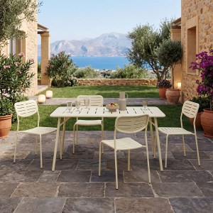 pak-200-001685 ΤΡΑΠΕΖΑΡΙΑ MORAJA DERABY Ι PAKOWORLD ΣΕΤ 5ΤΕΜ ΚΡΕΜ ΜΕΤΑΛΛΟ 140X80X72ΕΚ