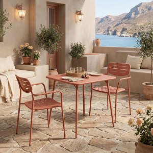 pak-200-001695 ΤΡΑΠΕΖΑΡΙΑ MORAJA DERABY PAKOWORLD ΣΕΤ 3ΤΕΜ TERRACOTTA ΜΕΤΑΛΛΟ 70X70X73ΕΚ
