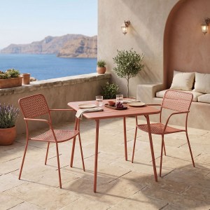 pak-200-001696 ΤΡΑΠΕΖΑΡΙΑ MORAJA FEDERAL PAKOWORLD ΣΕΤ 3ΤΕΜ TERRACOTTA ΜΕΤΑΛΛΟ 70X70X73ΕΚ