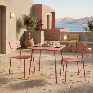 pak-200-001697 ΤΡΑΠΕΖΑΡΙΑ MORAJA DERABY I PAKOWORLD ΣΕΤ 3ΤΕΜ TERRACOTTA ΜΕΤΑΛΛΟ 70X70X73ΕΚ