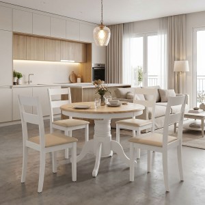 pak-200-001709 ΤΡΑΠΕΖΑΡΙΑ DALLAN LARS PAKOWORLD 5ΤΕΜ ΛΕΥΚΟ RUBBERWOOD Φ100(+38)X100X75ΕΚ