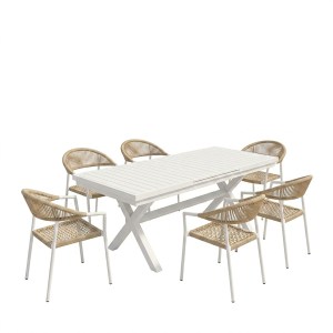 pak-200-001860-1 ΤΡΑΠΕΖΑΡΙΑ DAGYN AMMOS PAKOWORLD ΣΕΤ 7ΤΕΜ ΛΕΥΚΟ ΑΛΟΥΜΙΝΙΟ ΜΕ PE ΣΧΟΙΝΙ ΣΕ ΦΥΣΙΚΗ ΑΠΟΧΡΩΣΗ 180-240X90X76ΕΚ