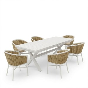 pak-200-001861-1 ΤΡΑΠΕΖΑΡΙΑ DAGYN NOEVO PAKOWORLD ΣΕΤ 7ΤΕΜ ΛΕΥΚΟ ΑΛΟΥΜΙΝΙΟ ΜΕ PE ΣΧΟΙΝΙ ΣΕ ΦΥΣΙΚΗ ΑΠΟΧΡΩΣΗ 180-240X90X76ΕΚ