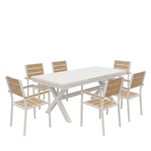 pak-200-001864-1 ΤΡΑΠΕΖΑΡΙΑ DAGYN BREZE PAKOWORLD ΣΕΤ 7ΤΕΜ ΛΕΥΚΟ ΑΛΟΥΜΙΝΙΟ ΜΕ ΦΥΣΙΚΗ ΑΠΟΧΡΩΣΗ 180-240X90X76ΕΚ