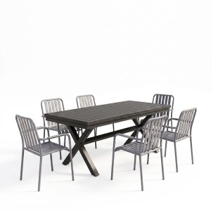 pak-200-001870-1 ΤΡΑΠΕΖΑΡΙΑ DAGYN VISTA PAKOWORLD ΣΕΤ 7ΤΕΜ ΑΝΘΡΑΚΙ ΑΛΟΥΜΙΝΙΟ 180-240X90X76ΕΚ
