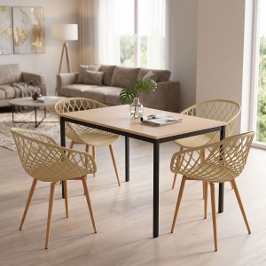 pak-200-001892 ΤΡΑΠΕΖΑΡΙΑ ΜΕ ΠΟΛΥΘΡΟΝΕΣ EZRA CAPPUCCINO ΚΑΙ ΤΡΑΠΕΖΙ FARAGIO ΜΑΥΡΟ ΜΕ ΦΥΣΙΚΗ ΑΠΟΧΡΩΣΗ 120X75X75ΕΚ ΣΕΤ 5ΤΕΜ