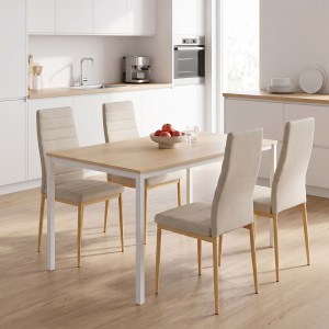 pak-200-001904 ΤΡΑΠΕΖΑΡΙΑ ΜΕ ΚΑΡΕΚΛΕΣ PARKER ΜΠΕΖ ΚΑΙ ΤΡΑΠΕΖΙ FARAGIO ΛΕΥΚΟ ΜΕ ΦΥΣΙΚΗ ΑΠΟΧΡΩΣΗ 120X75X75ΕΚ ΣΕΤ 5ΤΕΜ