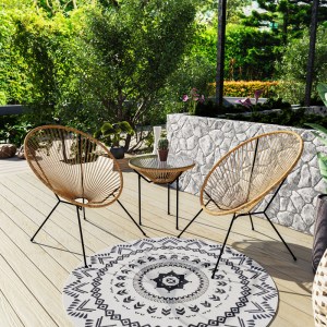 pak-218-000028-1 ΠΟΛΥΘΡΟΝΑ ACAPULCO PAKOWORLD ΜΕΤΑΛΛΟ ΣΕ ΜΑΥΡΗ-PE RATTAN ΣΕ ΦΥΣΙΚΗ ΑΠΟΧΡΩΣΗ 68.5X74.5X84ΕΚ