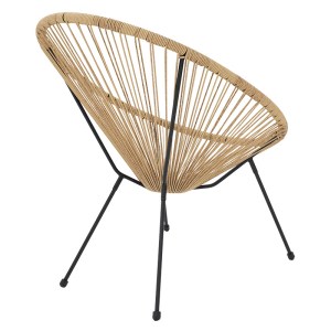 pak-218-000028-2 ΠΟΛΥΘΡΟΝΑ ACAPULCO PAKOWORLD ΜΕΤΑΛΛΟ ΣΕ ΜΑΥΡΗ-PE RATTAN ΣΕ ΦΥΣΙΚΗ ΑΠΟΧΡΩΣΗ 68.5X74.5X84ΕΚ