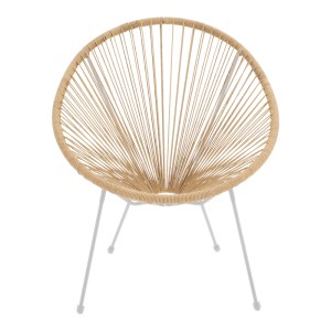 pak-218-000029-3 ΠΟΛΥΘΡΟΝΑ ACAPULCO PAKOWORLD ΜΕΤΑΛΛΟ ΣΕ ΛΕΥΚΗ-PE RATTAN ΣΕ ΦΥΣΙΚΗ ΑΠΟΧΡΩΣΗ 68.5X74.5X84ΕΚ