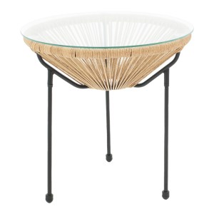 pak-218-000032 ΤΡΑΠΕΖΙ ACAPULCO PAKOWORLD ΜΕΤΑΛΛΟ ΣΕ ΜΑΥΡΗ-PE RATTAN ΣΕ ΦΥΣΙΚΗ ΑΠΟΧΡΩΣΗ Φ50X52ΕΚ