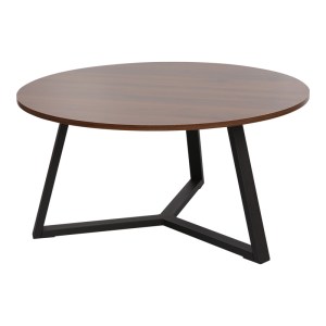 pak-225-000074 ΤΡΑΠΕΖΙ ΣΑΛΟΝΙΟΥ BERTON PAKOWORLD ΣΕ ΚΑΡΥΔΙ ΑΠΟΧΡΩΣΗ ΜΕ ΜΑΥΡΟ ΜΕΤΑΛΛΟ Φ80X40ΕΚ