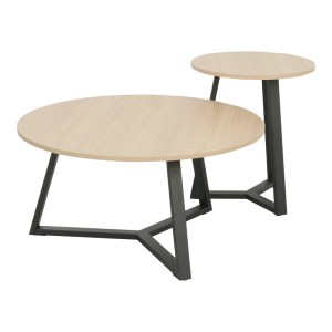 pak-225-000095-1 ΤΡΑΠΕΖΙ ΣΑΛΟΝΙΟΥ BERTON PAKOWORLD ΣΕ ΦΥΣΙΚΗ ΑΠΟΧΡΩΣΗ ΜΕ ΜΑΥΡΟ ΜΕΤΑΛΛΟ Φ80X40ΕΚ