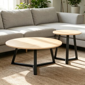 pak-225-000100 ΤΡΑΠΕΖΙ ΣΑΛΟΝΙΟΥ BERTON PAKOWORLD CAPPUCCINO ΜΕ ΜΑΥΡΟ ΜΕΤΑΛΛΟ Φ80X40ΕΚ