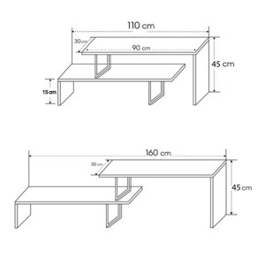 pak-230-000041-4 ΕΠΙΠΛΟ ΤΗΛΕΟΡΑΣΗΣ LILANT PAKOWORLD ΜΕΛΑΜΙΝΗΣ ΣΕ ΓΚΡΙ ΑΠΟΧΡΩΣΗ ΚΑΙ ΜΑΥΡΟ ΜΕΤΑΛΛΟ 110-160X30X45ΕΚ